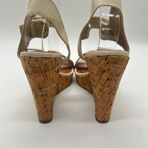 Diviana Sandal Womens Brown Cream 8 Ankle Strap Open Toe Wedge Sandal NEW - Picture 5 of 11